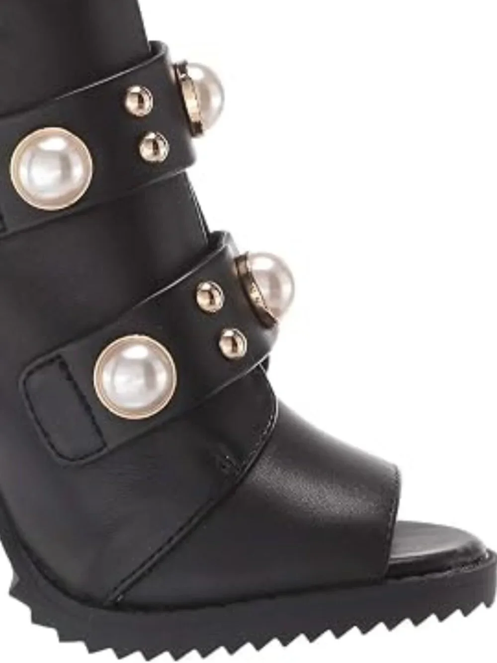 NWT- KARL LAGERFELD Leather Brayden Peep Toe Bootie with Pearls